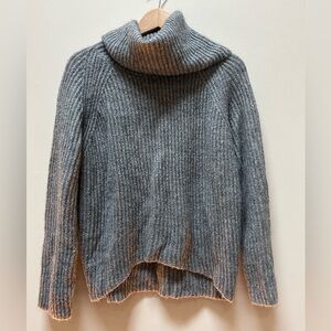 Gray fuzzy turtleneck sweater